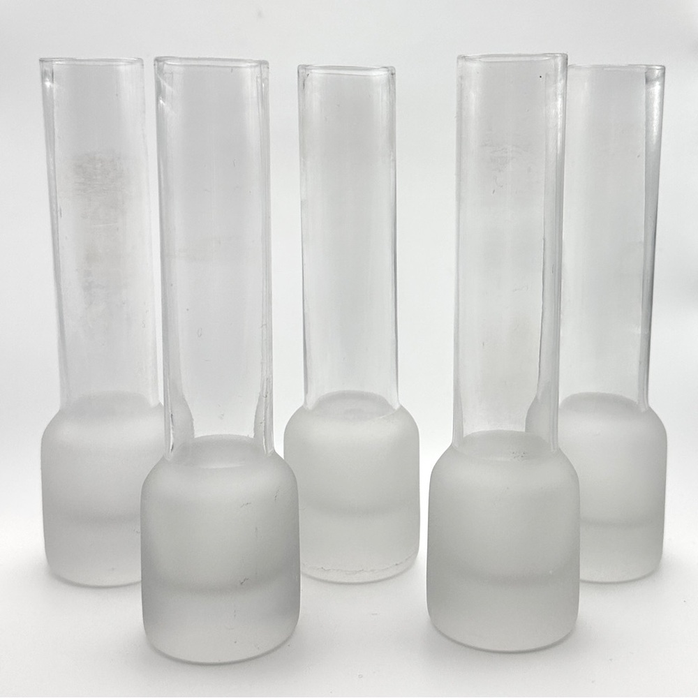 Small Clear Glass Tube Plant Propagation Vase Chunky Base Frosted Glass Bud Vase - Picture 4 of 10